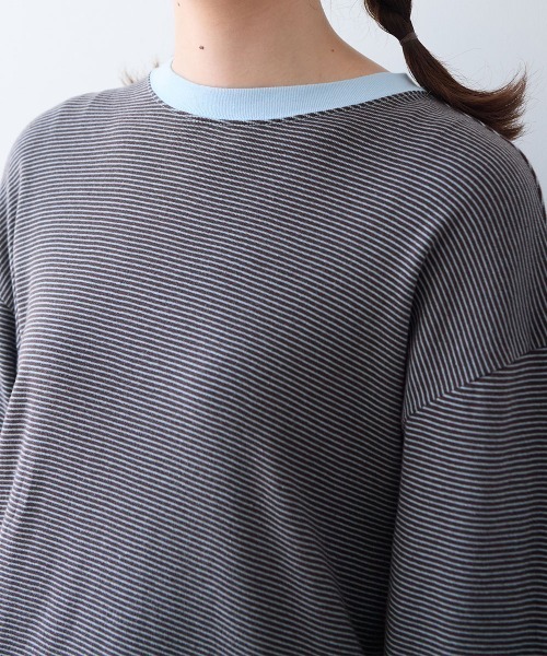 bulle de savon(ビュルデサボン)の「30/-度甘フライスボーダー ロンT(Tシャツ/カットソー・レディース・ダークブラウン/ブラック・FREE)」の18枚目の写真