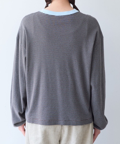 bulle de savon(ビュルデサボン)の「30/-度甘フライスボーダー ロンT(Tシャツ/カットソー・レディース・ダークブラウン/ブラック・FREE)」の15枚目の写真