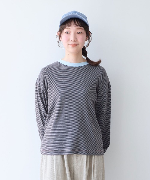 bulle de savon(ビュルデサボン)の「30/-度甘フライスボーダー ロンT(Tシャツ/カットソー・レディース・ダークブラウン/ブラック・FREE)」の3枚目の写真