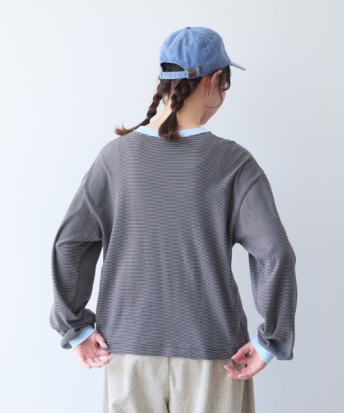 bulle de savon(ビュルデサボン)の「30/-度甘フライスボーダー ロンT(Tシャツ/カットソー・レディース・ダークブラウン/ブラック・FREE)」の4枚目の写真