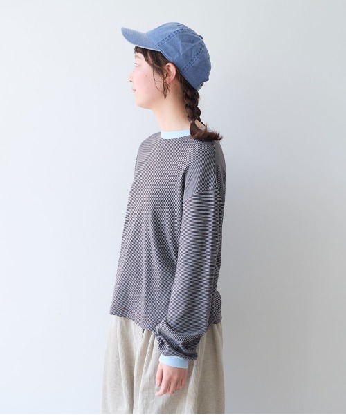 bulle de savon(ビュルデサボン)の「30/-度甘フライスボーダー ロンT(Tシャツ/カットソー・レディース・ダークブラウン/ブラック・FREE)」の5枚目の写真