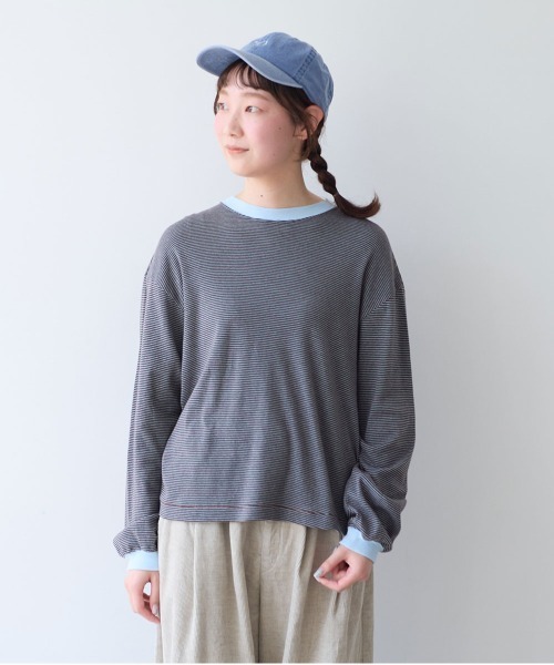 bulle de savon(ビュルデサボン)の「30/-度甘フライスボーダー ロンT(Tシャツ/カットソー・レディース・ダークブラウン/ブラック・FREE)」の6枚目の写真
