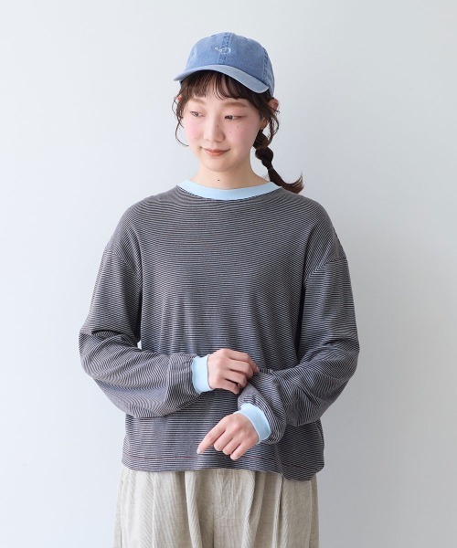 bulle de savon(ビュルデサボン)の「30/-度甘フライスボーダー ロンT(Tシャツ/カットソー・レディース・ダークブラウン/ブラック・FREE)」の7枚目の写真