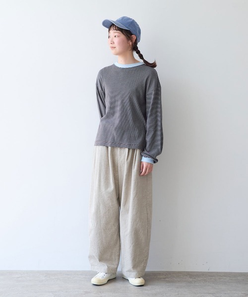 bulle de savon(ビュルデサボン)の「30/-度甘フライスボーダー ロンT(Tシャツ/カットソー・レディース・ダークブラウン/ブラック・FREE)」の11枚目の写真