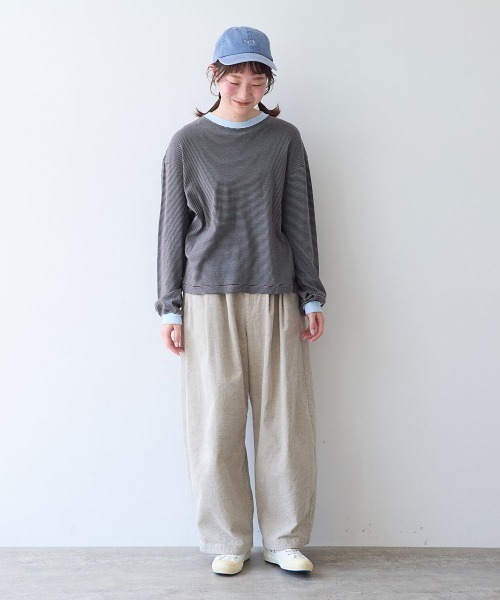 bulle de savon(ビュルデサボン)の「30/-度甘フライスボーダー ロンT(Tシャツ/カットソー・レディース・ダークブラウン/ブラック・FREE)」の12枚目の写真