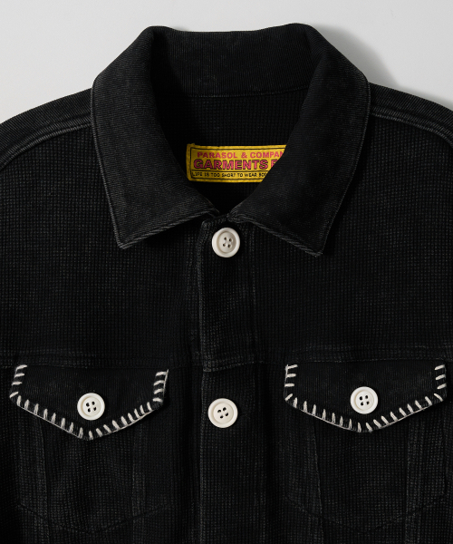 GARMENTS FAB（ガーメンツファブ）の「Washed Waffle Jacket (BLACK)（デニムジャケット・レディース・その他・MEDIUM/LARGE）」の3枚目の写真