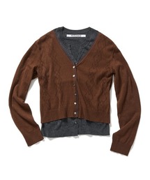 Eyelet Layered Knit Long Sleeve Top