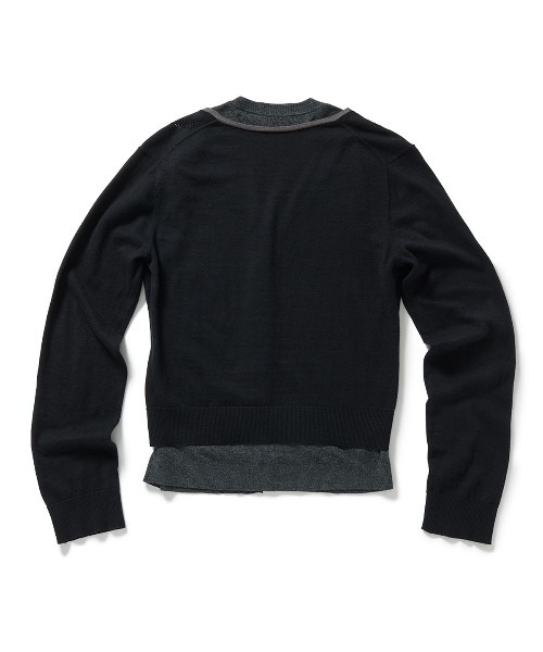 PERVERZE(パーバーズ)の「Eyelet Layered Knit Long Sleeve Top(カーディガン/ボレロ・レディース・ブラウン/ブラック/グレー・FREE)」の4枚目の写真