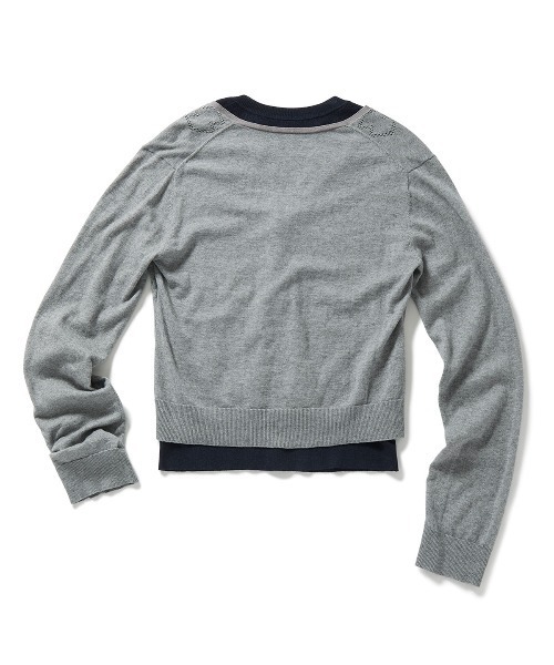 PERVERZE(パーバーズ)の「Eyelet Layered Knit Long Sleeve Top(カーディガン/ボレロ・レディース・ブラウン/ブラック/グレー・FREE)」の5枚目の写真
