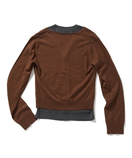 PERVERZE(パーバーズ)の「Eyelet Layered Knit Long Sleeve Top(カーディガン/ボレロ・レディース・ブラウン/ブラック/グレー・FREE)」の6枚目の写真