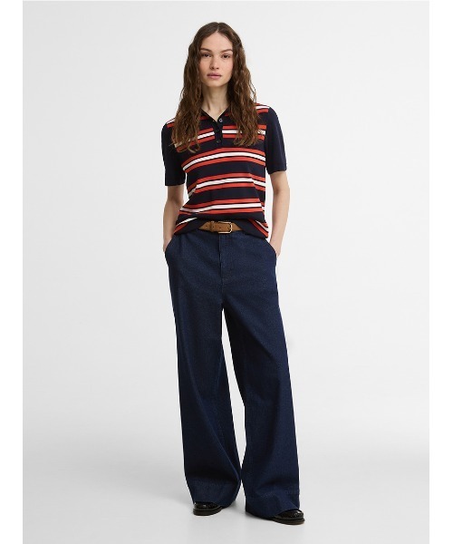 Barbour(バブアー)の「Launton ストライプニットポロシャツ(レディース)(ニット/セーター・レディース・ネイビー・8/10)」の2枚目の写真