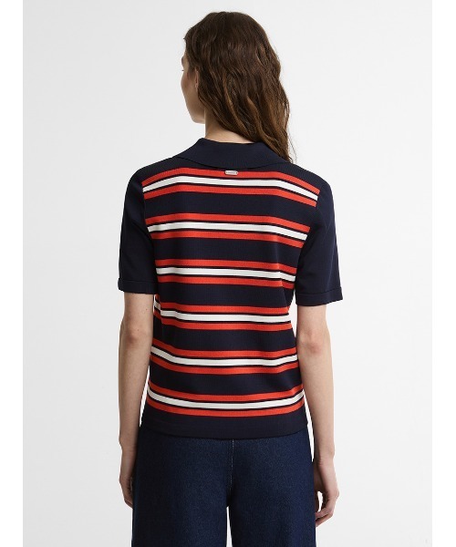 Barbour(バブアー)の「Launton ストライプニットポロシャツ(レディース)(ニット/セーター・レディース・ネイビー・8/10)」の4枚目の写真