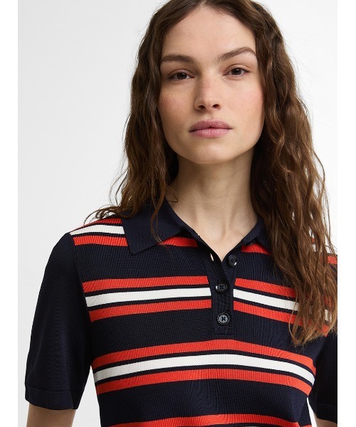 Barbour(バブアー)の「Launton ストライプニットポロシャツ(レディース)(ニット/セーター・レディース・ネイビー・8/10)」の5枚目の写真