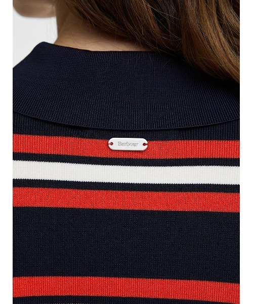 Barbour(バブアー)の「Launton ストライプニットポロシャツ(レディース)(ニット/セーター・レディース・ネイビー・8/10)」の6枚目の写真