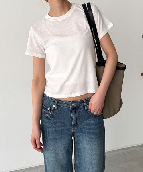 CANAL JEAN(キャナルジーン)の「diggity コットンテンセルTシャツ(Tシャツ/カットソー・レディース・グレー/ネイビー/ホワイト/ブラック・ONE SIZE)」の1枚目の写真