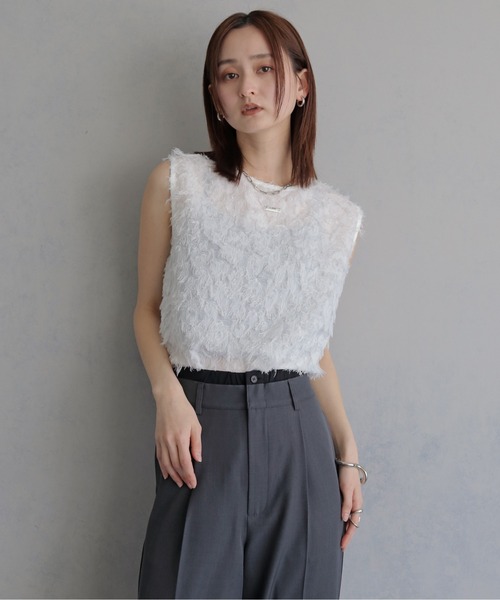 &g'aime(アンジェム)の「【&g'aime 】ジャガードチュニックブラウス Jacquard Tunic Blouse(シャツ/ブラウス・レディース・ブラック/オフホワイト・FREE)」の2枚目の写真