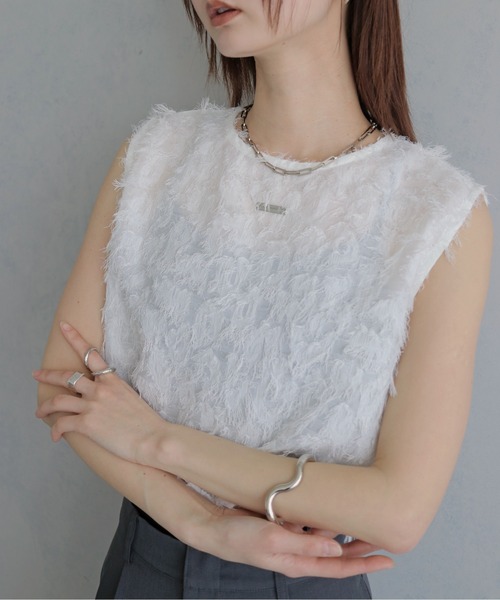 &g'aime(アンジェム)の「【&g'aime 】ジャガードチュニックブラウス Jacquard Tunic Blouse(シャツ/ブラウス・レディース・ブラック/オフホワイト・FREE)」の10枚目の写真