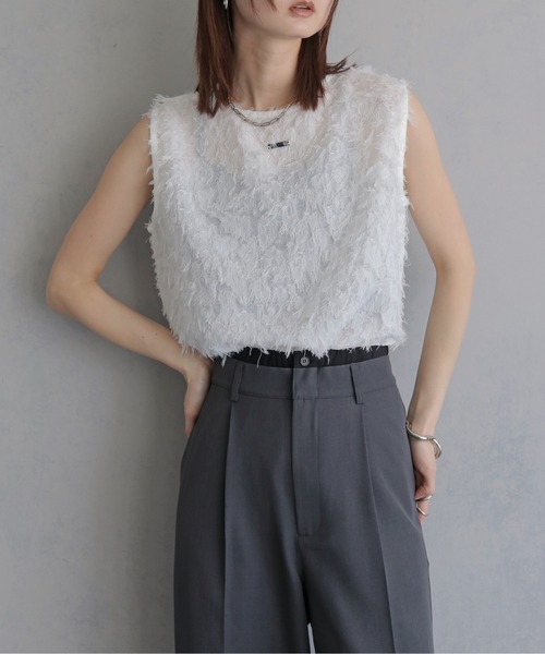 &g'aime(アンジェム)の「【&g'aime 】ジャガードチュニックブラウス Jacquard Tunic Blouse(シャツ/ブラウス・レディース・ブラック/オフホワイト・FREE)」の5枚目の写真