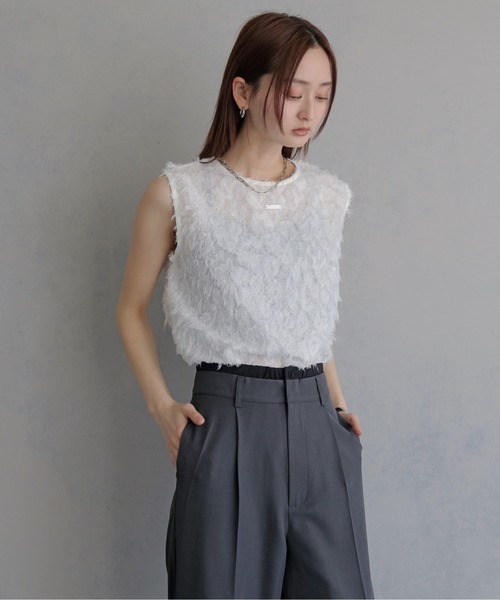 &g'aime(アンジェム)の「【&g'aime 】ジャガードチュニックブラウス Jacquard Tunic Blouse(シャツ/ブラウス・レディース・ブラック/オフホワイト・FREE)」の4枚目の写真