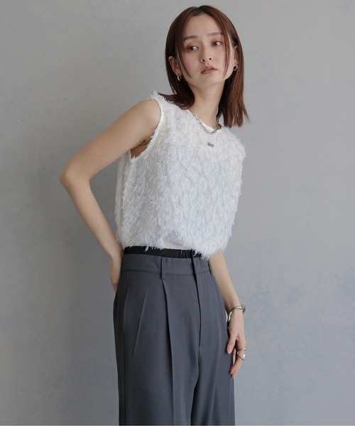 &g'aime(アンジェム)の「【&g'aime 】ジャガードチュニックブラウス Jacquard Tunic Blouse(シャツ/ブラウス・レディース・ブラック/オフホワイト・FREE)」の6枚目の写真