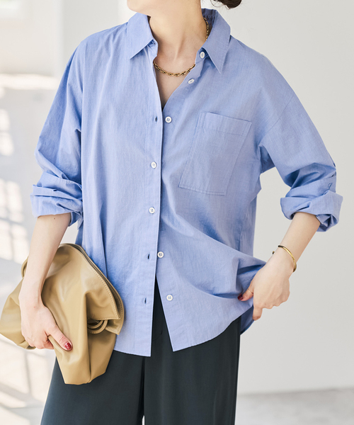 Spick & Span(スピックアンドスパン)の「《追加3》50コットンコンパクトシャツ(シャツ/ブラウス・レディース・サックスブルー/その他10/ホワイト・FREE)」の10枚目の写真