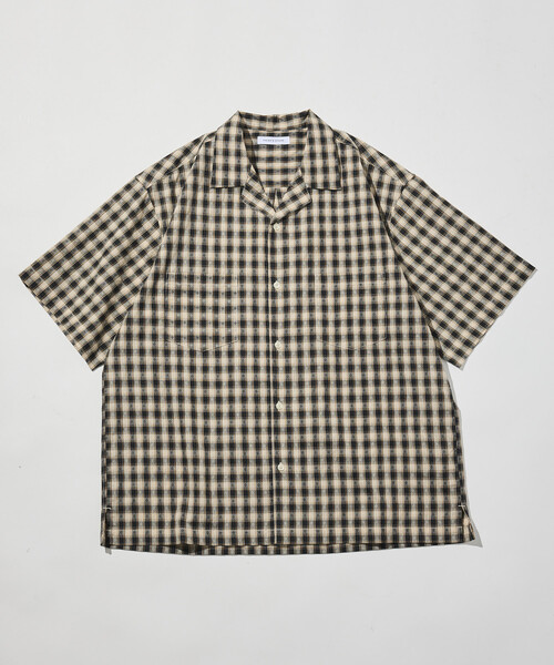 FREAK'S STORE(フリークスストア)の「ドビー織り チェック リラックス オープンカラー 半袖シャツ(シャツ/ブラウス・メンズ・ブラウン/ブラック・MEDIUM/LARGE)」の5枚目の写真