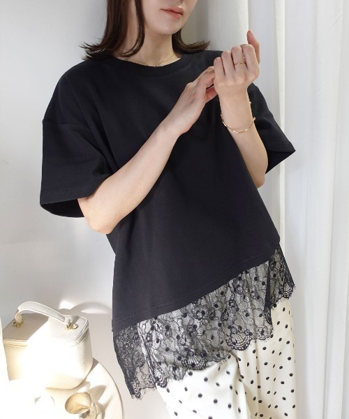 裾レースアシメTシャツ（Tシャツ/カットソー）｜CORNERS（コーナーズ
