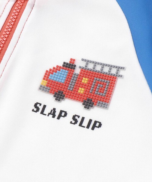 SLAP SLIP(スラップスリップ)の「消防車カブトムシ恐竜ブロックワッペンバイカラーラッシュガード(90~130cm)(ラッシュガード・キッズ・ホワイト/ブルー/オフホワイト・110cm/130cm/100cm/90cm/120cm)」の9枚目の写真