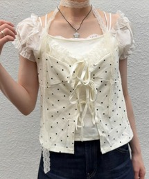 Dolly Dot Ribbon Layered Top