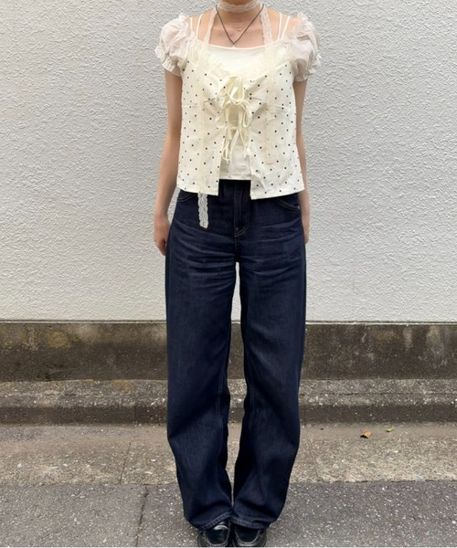 mebole(メボレ)の「Dolly Dot Ribbon Layered Top(Tシャツ/カットソー・レディース・ホワイト・FREE)」の16枚目の写真