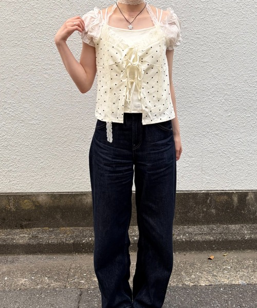 mebole(メボレ)の「Dolly Dot Ribbon Layered Top(Tシャツ/カットソー・レディース・ホワイト・FREE)」の17枚目の写真