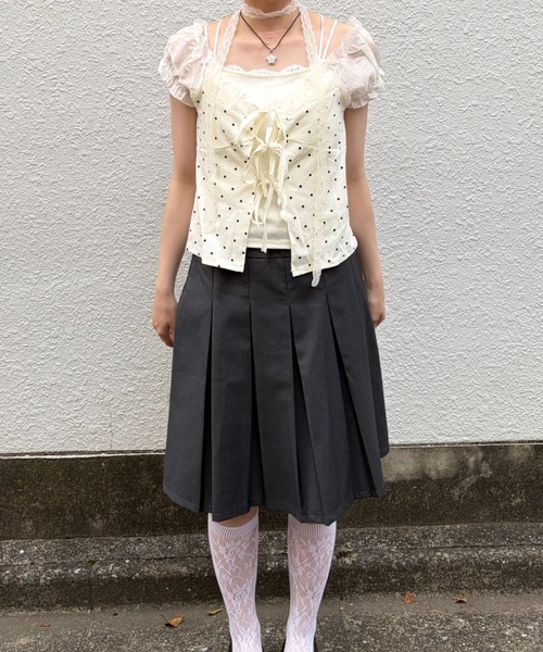 mebole(メボレ)の「Dolly Dot Ribbon Layered Top(Tシャツ/カットソー・レディース・ホワイト・FREE)」の18枚目の写真