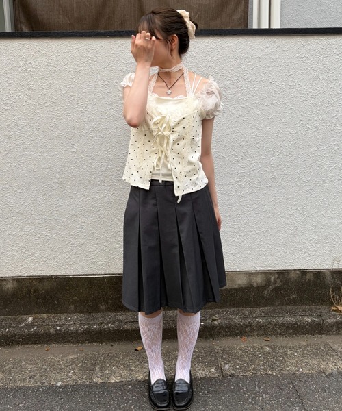 mebole(メボレ)の「Dolly Dot Ribbon Layered Top(Tシャツ/カットソー・レディース・ホワイト・FREE)」の19枚目の写真