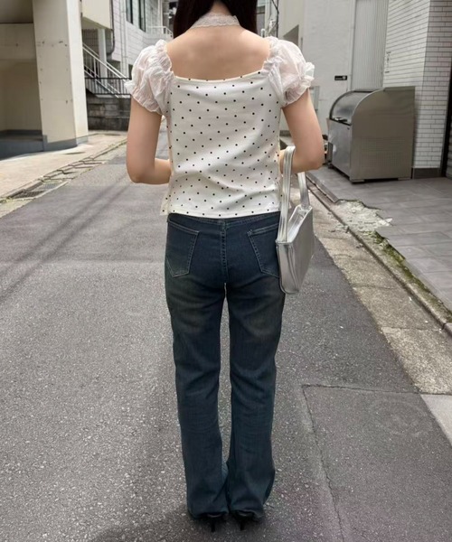 mebole(メボレ)の「Dolly Dot Ribbon Layered Top(Tシャツ/カットソー・レディース・ホワイト・FREE)」の15枚目の写真