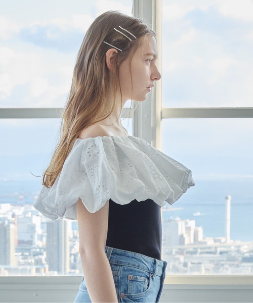 etre loin(エトルワン)の「エンブロイダリーバルーンカラーニットトップス / Embroidered balloon collar knit top(ニット/セーター・レディース・ブラック×ホワイト/グレー/ブラック・M)」の14枚目の写真