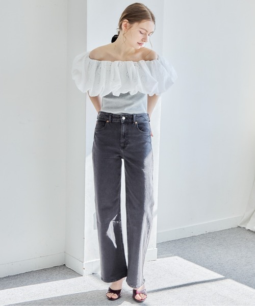etre loin(エトルワン)の「エンブロイダリーバルーンカラーニットトップス / Embroidered balloon collar knit top(ニット/セーター・レディース・ブラック×ホワイト/グレー/ブラック・M)」の19枚目の写真