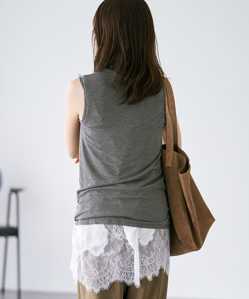 plage（プラージュ）の「Loose sleeveless Tシャツ（Tシャツ/カットソー・レディース・チャコールグレー/ピンク/ブラック・FREE）」の6枚目の写真