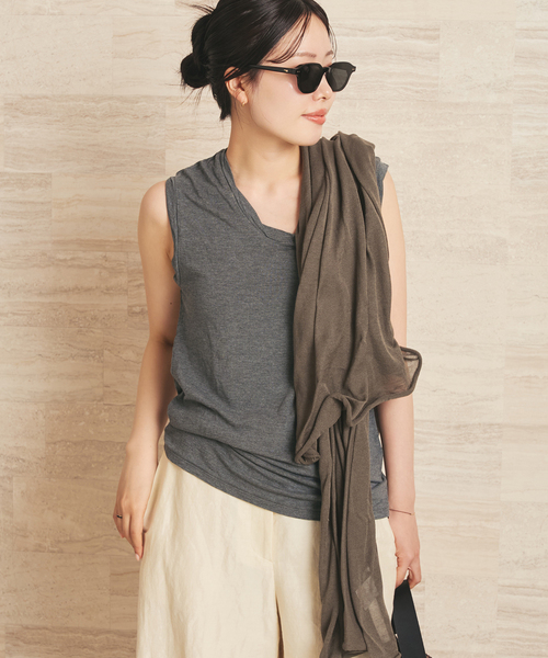 plage（プラージュ）の「Loose sleeveless Tシャツ（Tシャツ/カットソー・レディース・チャコールグレー/ピンク/ブラック・FREE）」の11枚目の写真