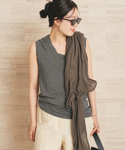 plage（プラージュ）の「Loose sleeveless Tシャツ（Tシャツ/カットソー・レディース・チャコールグレー/ピンク/ブラック・FREE）」の12枚目の写真
