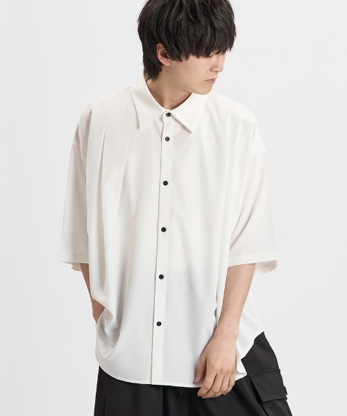 NO ID.(ノーアイディ)の「mhs2660-タックドレープハーフスリーブBIG-SH シャツ(858006-499S)(シャツ/ブラウス・メンズ・ホワイト/その他/ブラック・ONE SIZE)」の16枚目の写真