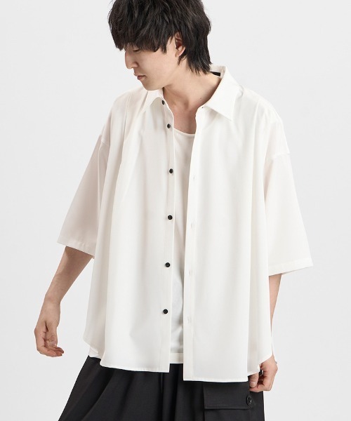 NO ID.(ノーアイディ)の「mhs2660-タックドレープハーフスリーブBIG-SH シャツ(858006-499S)(シャツ/ブラウス・メンズ・ホワイト/その他/ブラック・ONE SIZE)」の17枚目の写真