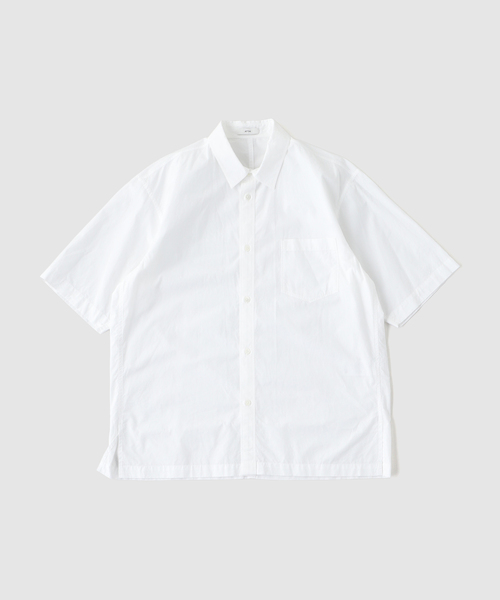 ATON(エイトン)の「ATON(エイトン) SUVIN BROAD WASHED HALF SLEEVE SHIR(シャツ/ブラウス・メンズ・ホワイト/ブルー系その他・4/6)」の1枚目の写真