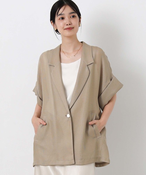 Gready Brilliant(グレディブリリアン)の「メッシュテーラー5分袖(テーラードジャケット・レディース・ベージュ/ブラック・38)」の10枚目の写真