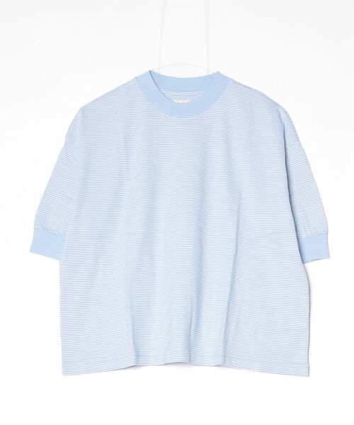 MEYAME(メヤメ)の「MEYAME/メヤメ ボーダーハーフスリーブTEE BORDER HALF SLEEVE TEE(Tシャツ/カットソー・レディース・ブルー/ブラウン/グリーン・FREE)」の15枚目の写真