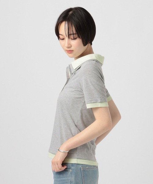 BAYFLOW（ベイフロー）の「[薄手カットソー素材]配色レイヤードポロ（ポロシャツ・レディース・ネイビー/グレー/レッド・FREE）」の10枚目の写真