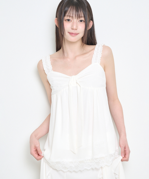 ILLIGO(イリゴ)の「ボウシフォンレーススリーブレスアイボリー(Tシャツ/カットソー・レディース・その他・SMALL/MEDIUM)」の1枚目の写真