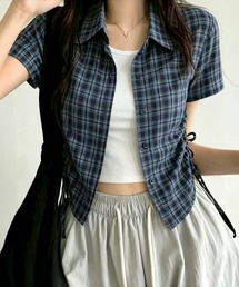 【スタイルアップ/秋の羽織り】チェックサイドシャーリングシャツ