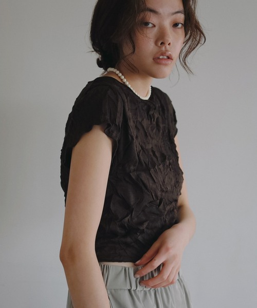 anuke(アンヌーク)の「Mellow Short Tops(Tシャツ/カットソー・レディース・ベビーピンク/ブラウン/ブルー系その他・FREE)」の2枚目の写真