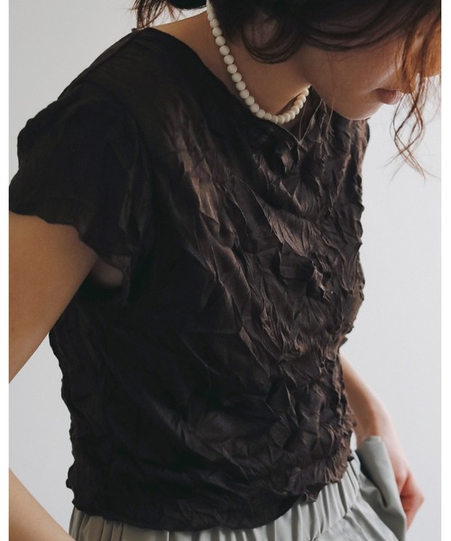 anuke(アンヌーク)の「Mellow Short Tops(Tシャツ/カットソー・レディース・ベビーピンク/ブラウン/ブルー系その他・FREE)」の4枚目の写真