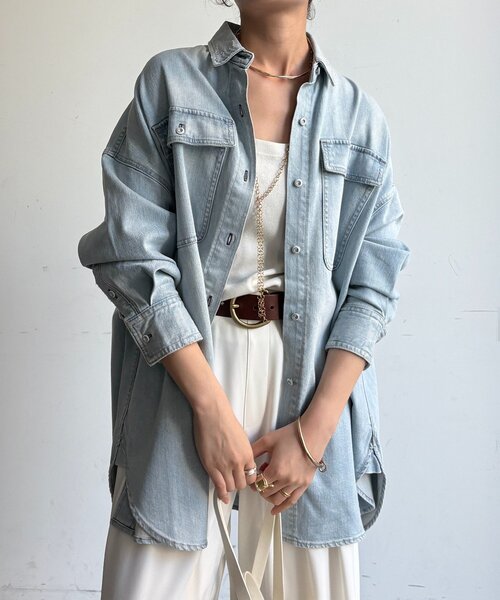 DouDou(ドゥドゥ)の「【Healthy denim】Almond(シャツ/ブラウス・レディース・ブルー系その他・1)」の7枚目の写真